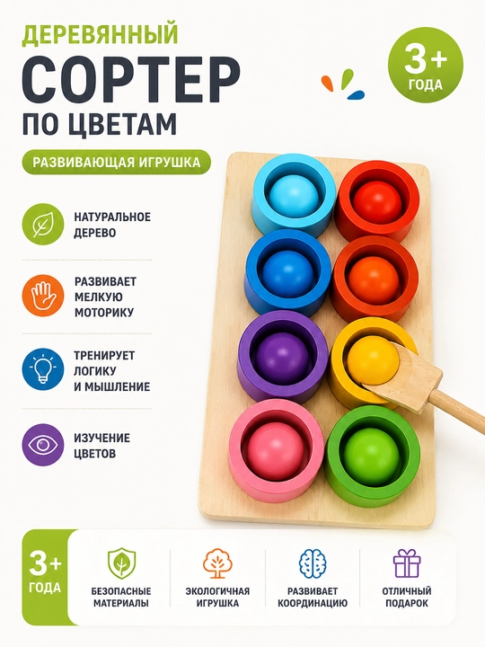 Rang tasnifi kubogi (Montessori uslubida) yog‘och saralovchisi - 
