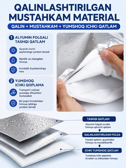 Universal tent (S–XXL) — skuter va mototsikl uchun, 1.6 m dan 2.3 m gacha uzunlikka mos