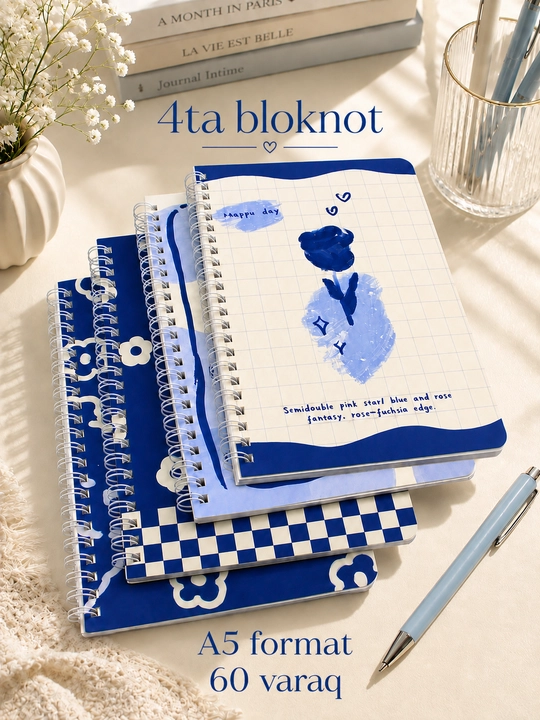 Bloknot A5, A7, daftar 4xil chiroyli dizayn, kundalik konspekt, o‘qish, maktab va ofis uchun - 