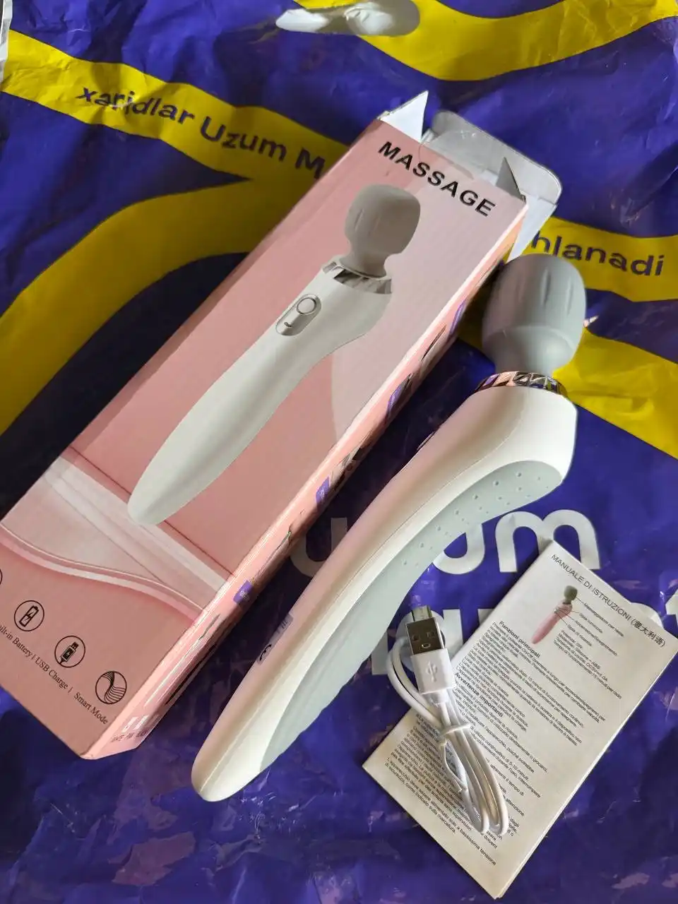 Bo‘yin, yelka, bel, oyoq va qo‘llar uchun mini elektr massajyor – USB orqali quvvatlanadi