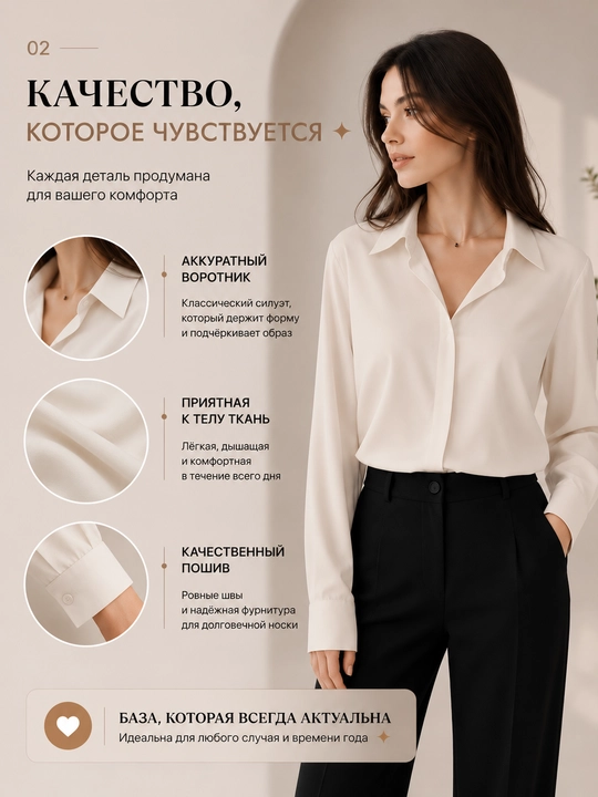 Ayollar uchun uzun yengli bluzka, klassik, ofis, kundalik ko'ylak