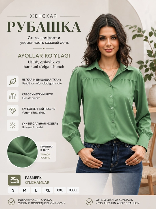 Ayollar uchun asosiy ofis ko‘ylagi - 