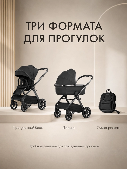 Детская коляска 2 в 1 с люлькой и прогулочным блоком, складная коляска с сумкой-рюкзаком