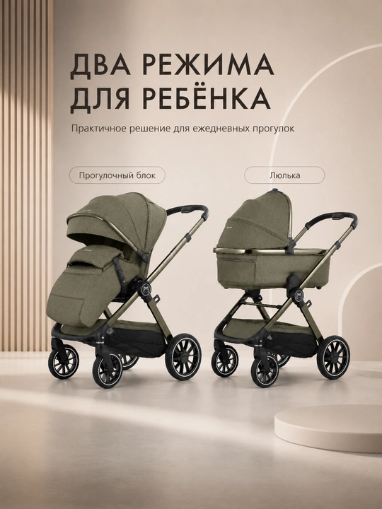Детская коляска 2 в 1 с люлькой и прогулочным блоком, складная коляска с сумкой-рюкзаком