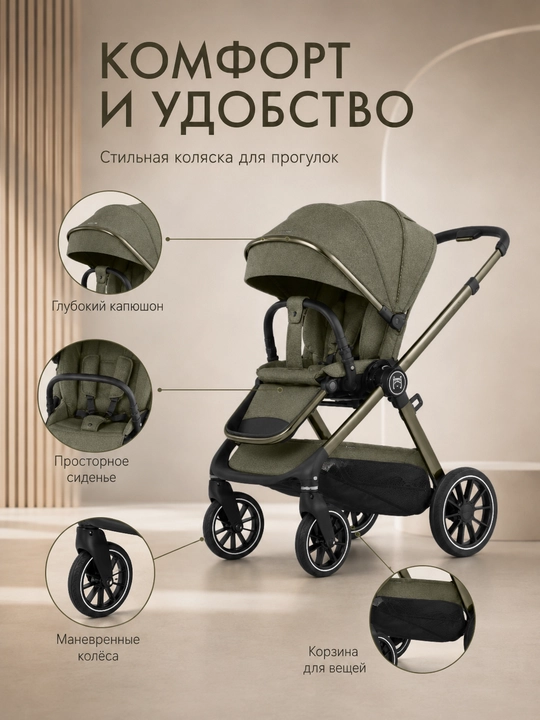 Детская коляска 2 в 1 с люлькой и прогулочным блоком, складная коляска с сумкой-рюкзаком