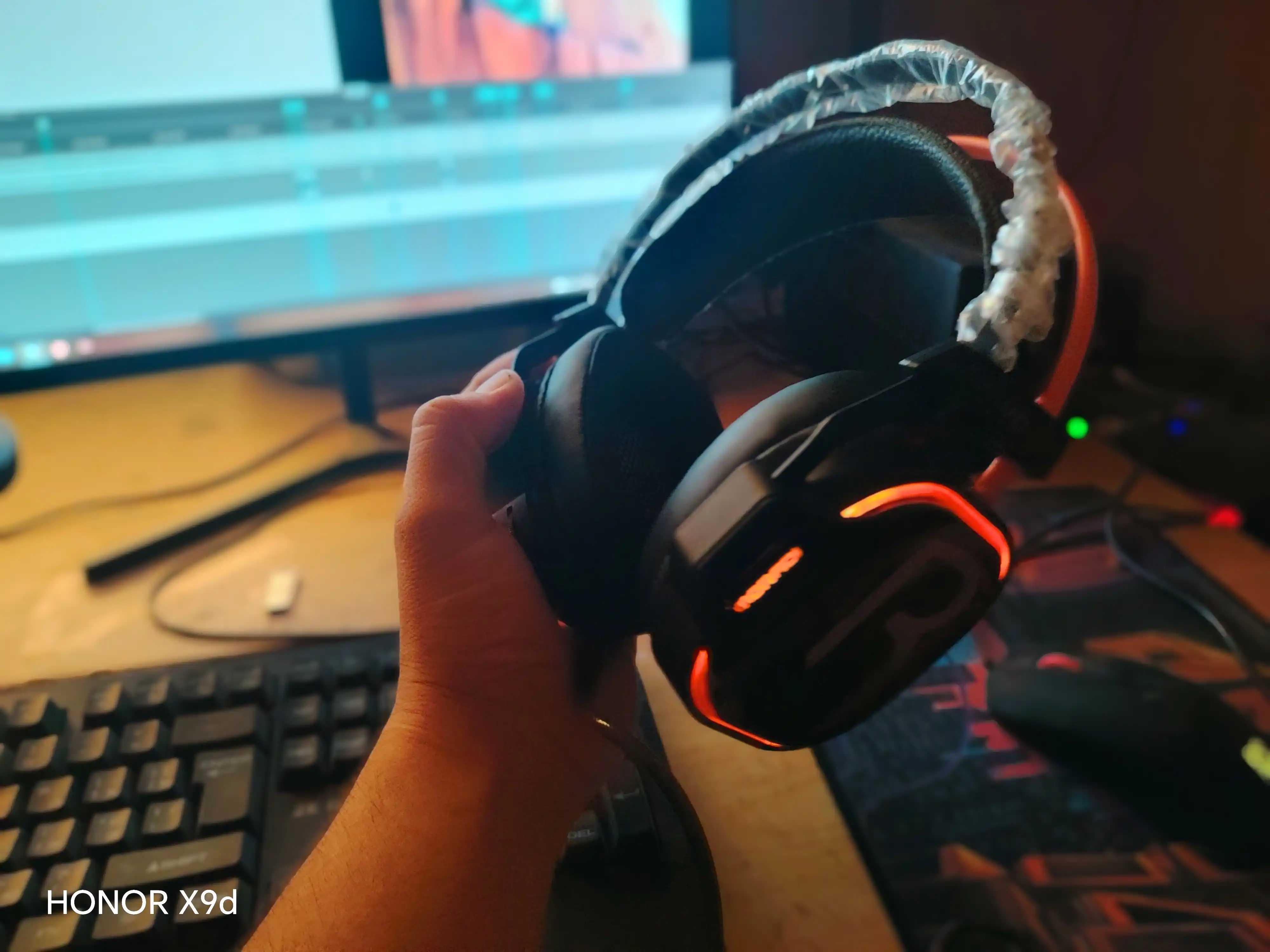 USB ulanishi va orqa yorug'lik bilan o'yin uchun naushnik, quloqchinlar kompyuterga