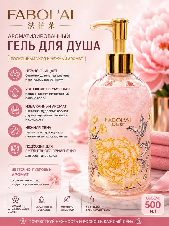 FABOL’AI xushbo‘y dush geli, kundalik foydalanish uchun, 500 ml  - 