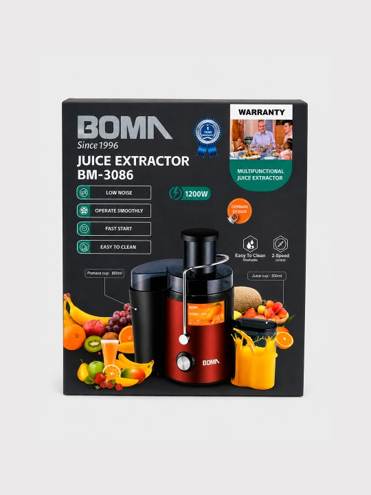 Соковыжималка 2в1, шнековая и центробежная BOMA 400-1200Вт мощностью, холодный отжим