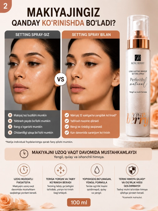Rose Berry — спрей для фиксации и стойкости макияжа