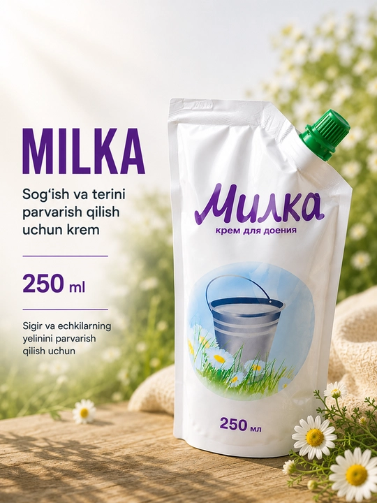 Milka yelin kremi 250 ml — sog‘ish va sigir echki terisini parvarish qilish - 