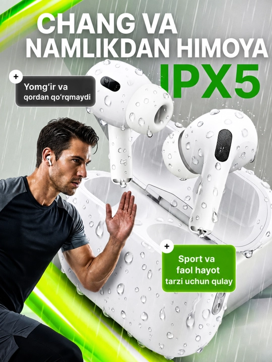 Simsiz quloqchinlar Air Pro 2 Premium, sensorli bluetooth naushnik iPhone va Android uchun