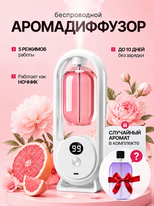 Yoritgichli avtomatik aromadiffuzor tasodifiy hid bilan 50 ml - 