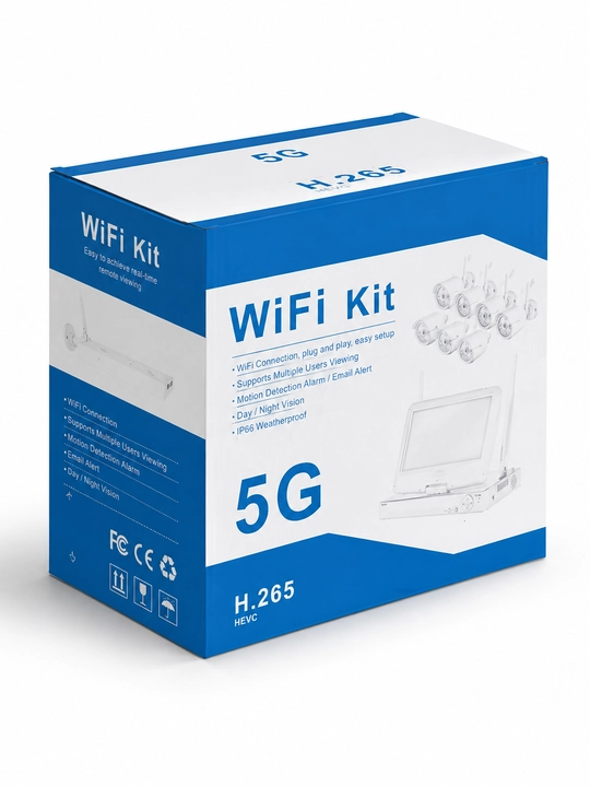 Комплект видеонаблюдения, WiFi набор на 8 камер, NVR с монитором, H.265