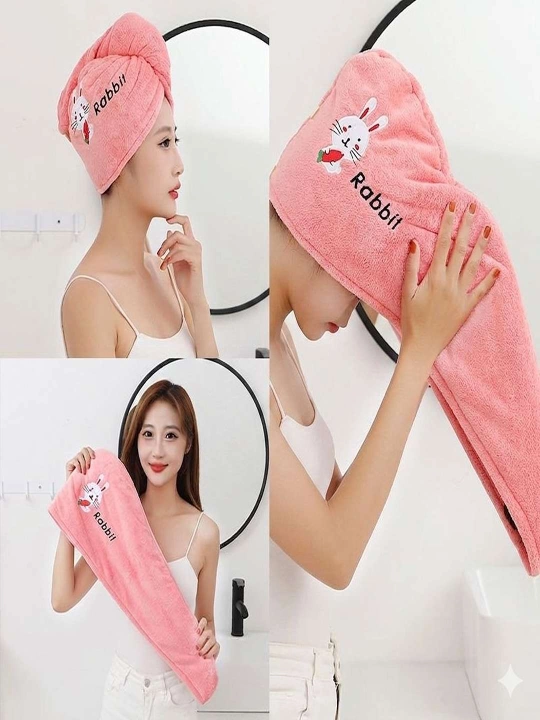 Soch quritish uchun mikrofibrali sochiq-turban,mahkamlash, tez nam yutuvchi