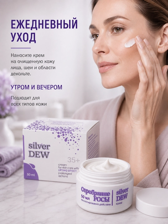 Krem Silver Dew yuz uchun lifting, namlantiruvchi, 35+, 50 ml
