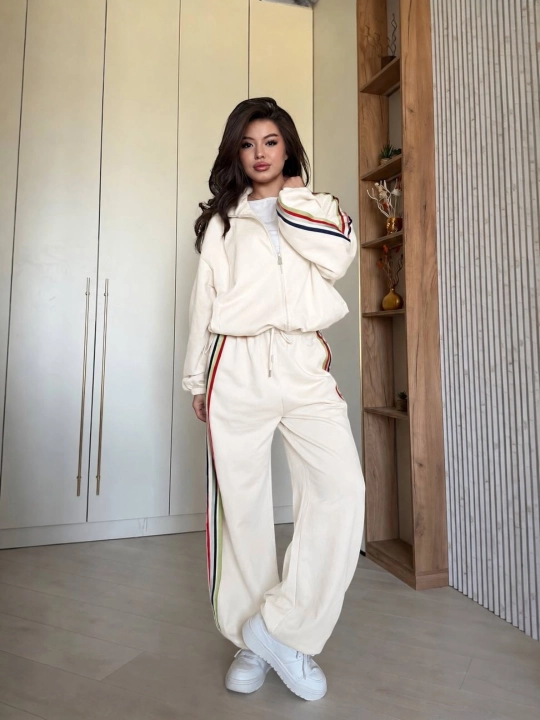 Ayollar sport kostyumi dvoyka, zamokli kofta va keng shim, oversize, 44–48