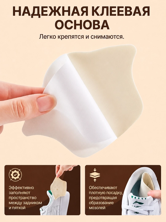 Oyoq kiyim uchun tovon ushlagichlar bej 2 dona 8×4 sm