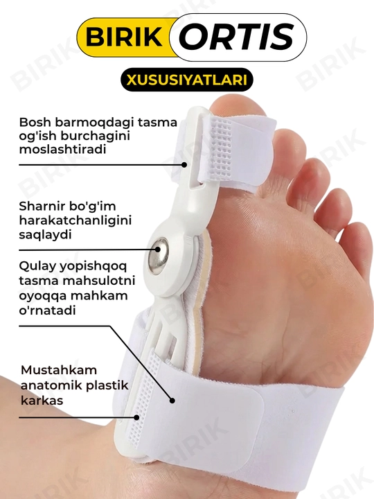 BIRIK ORTIS - bosh barmoq ortezi, sharnirli fiksator, 34-45, 1 dona