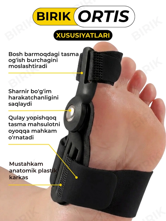 BIRIK ORTIS - bosh barmoq ortezi, sharnirli fiksator, 34-45, 1 dona