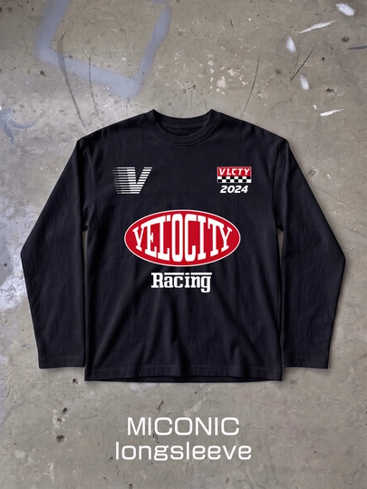 MICONIC Velocity Racing printli qora ayollar oversayz longslivi - 