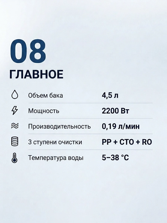Фильтр-кулер для воды T03-75G с обратным осмосом, 4,5 л бак