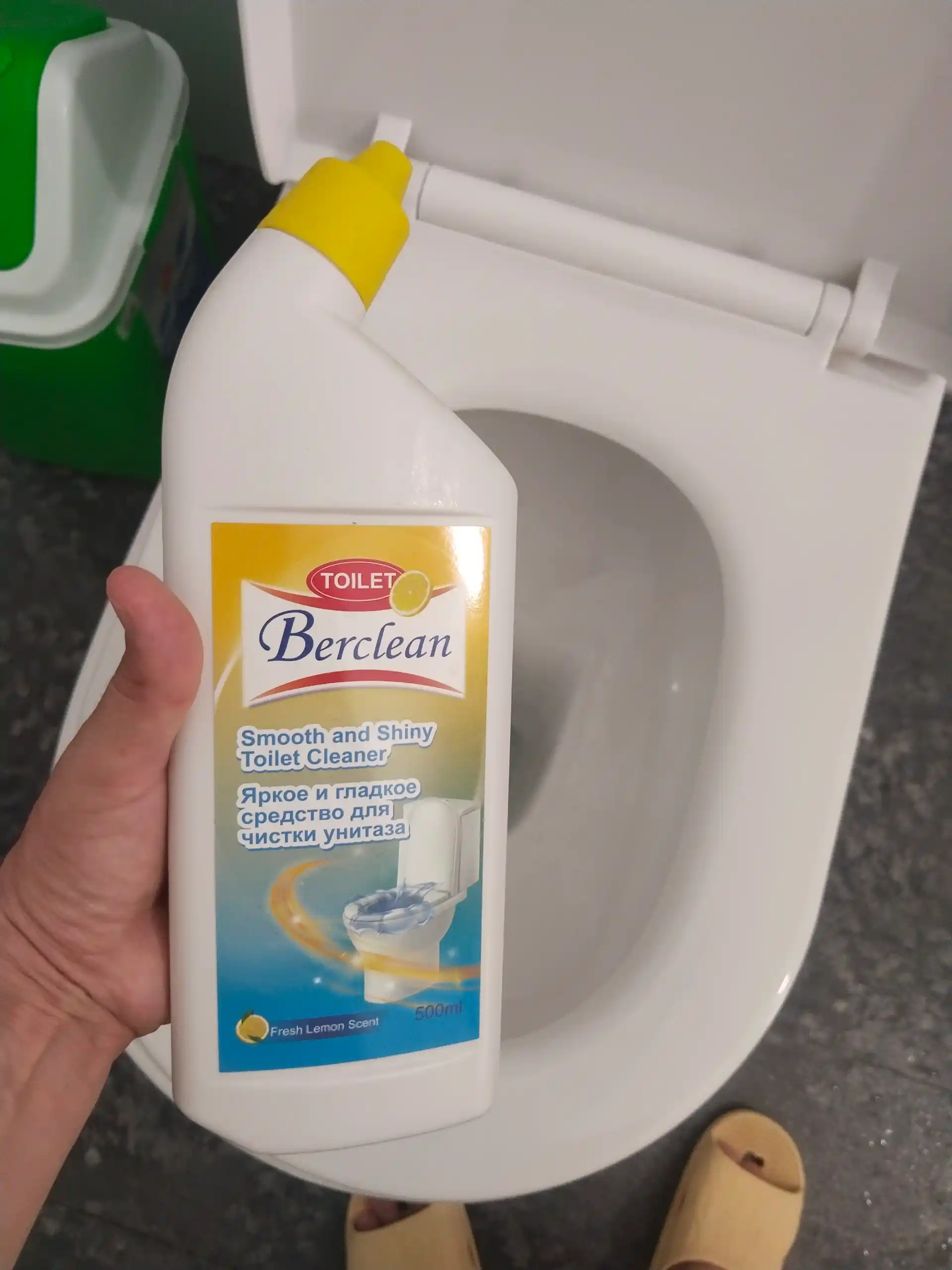 Средство для чистки унитаза Berclean, с ароматом лимона, против бактерий и налёта, 500 мл
