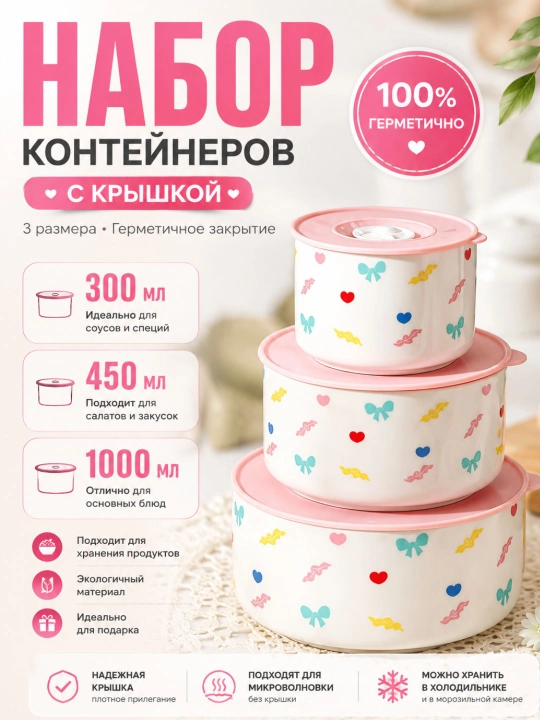 Набор контейнеров для еды, кухонный органайзер, банки с крышкой - 