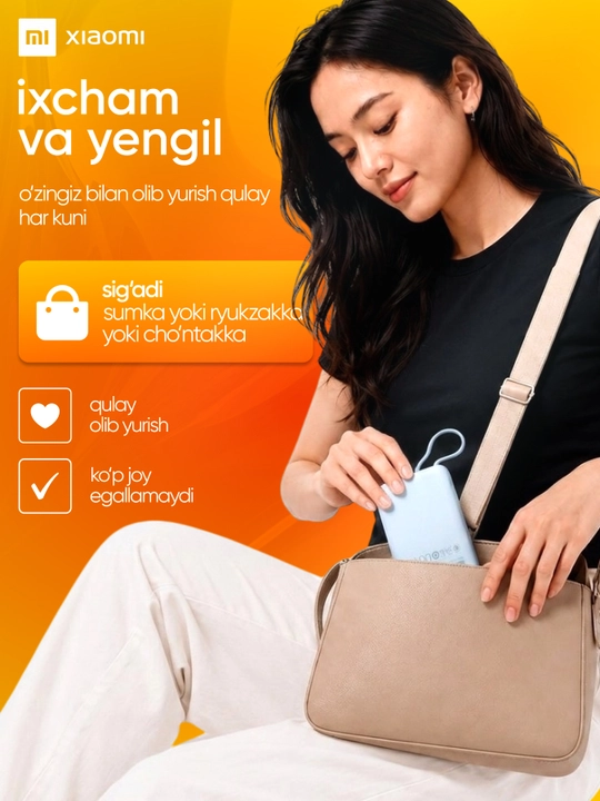 Tashqi akkumulyator, Xiaomi Power Bank 10 000 mA/soat o‘rnatilgan Type-C kabel bilan 22.5W