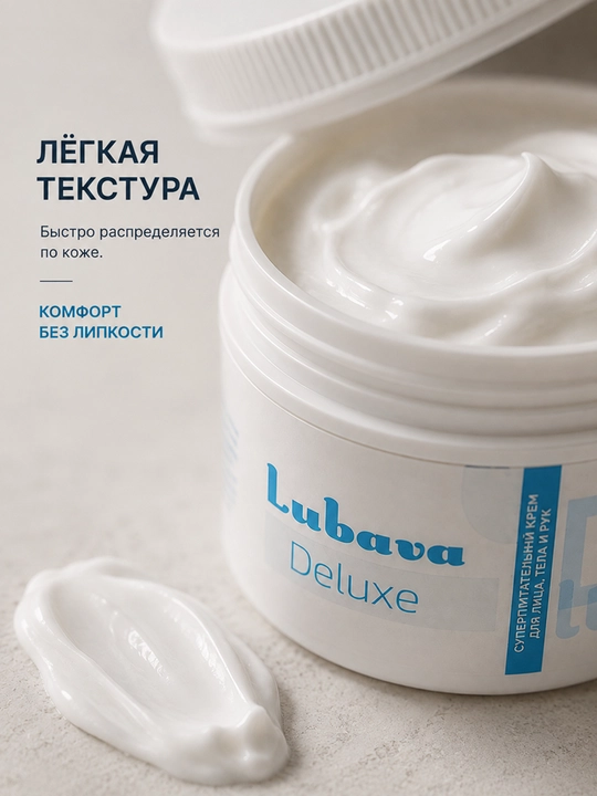 Крем для тела, питание, увлажнение, универсальный, Lubava Deluxe, 125 мл