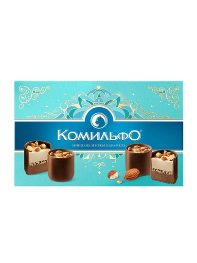 Komilfo "Bodom va krem-karamel" ta’mli shokoladli konfetlar to‘plami, 116 g - 