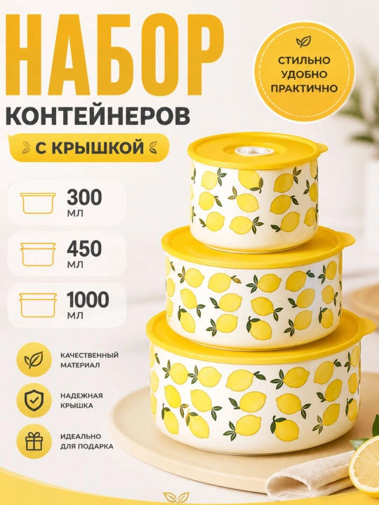 Набор контейнеров для еды, кухонный органайзер, банки с крышкой - 