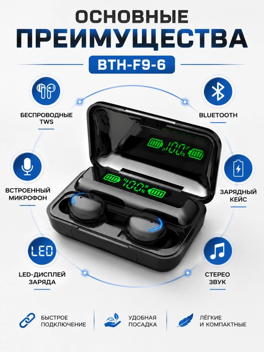 Simsiz quloqchin, Bluetooth, mikrofonli, zaryadlovchi keys bilan