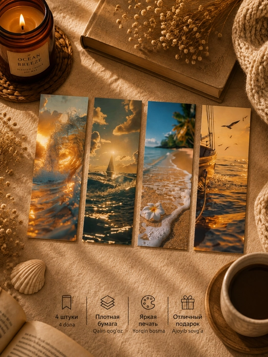 Закладки для книг эстетичные, в наборе 4 штуки - 