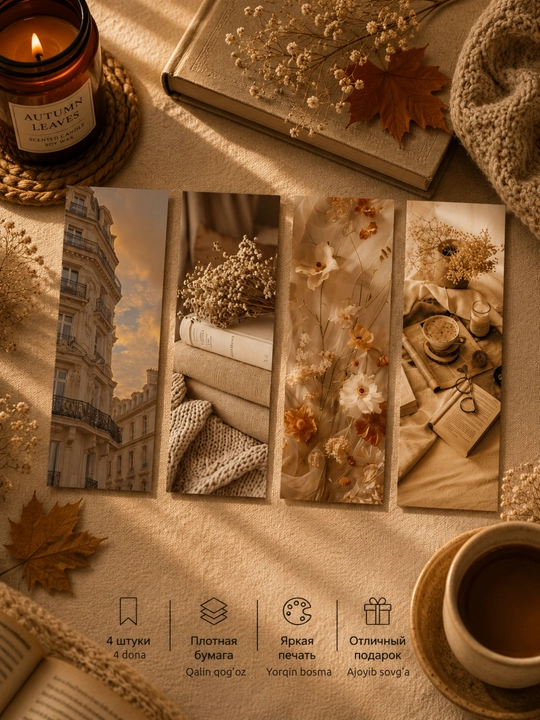 Закладки для книг эстетичные, в наборе 4 штуки - 