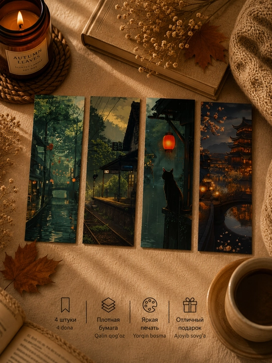 Закладки для книг эстетичные, в наборе 4 штуки - 