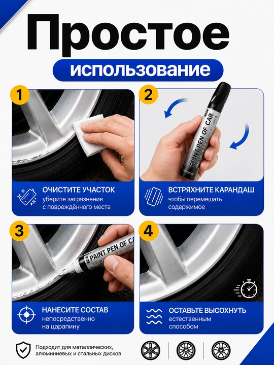 Набор карандашей для ремонта царапин на автомобильных дисках 20 мл