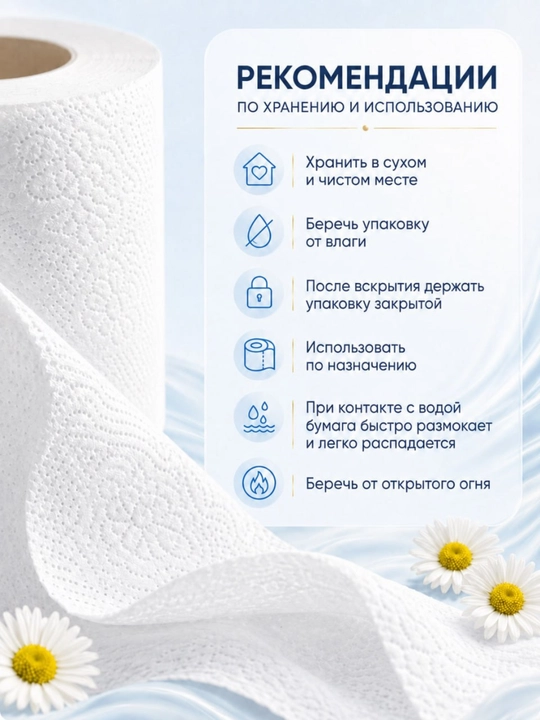 NEBO Aroma hojatxona qog‘ozi, 3 qavatli, moychechak iforli, 100% sellyuloza, 8 dona