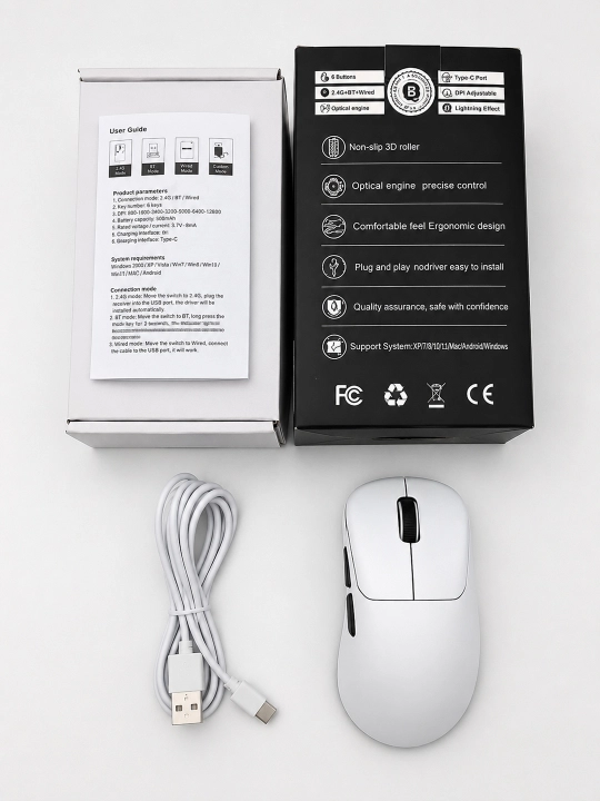 HYH PRO V6+ simsiz o‘yin sichqonchasi, 12800 DPI, 1000 Hz