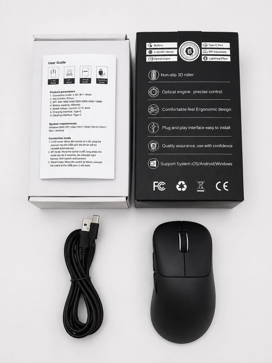 HYH PRO V6+ simsiz o‘yin sichqonchasi, 12800 DPI, 1000 Hz
