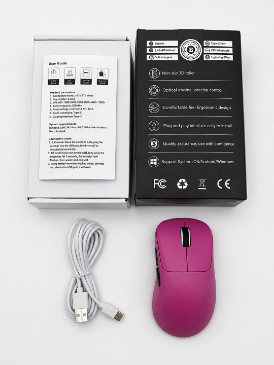 HYH PRO V6+ simsiz o‘yin sichqonchasi, 12800 DPI, 1000 Hz
