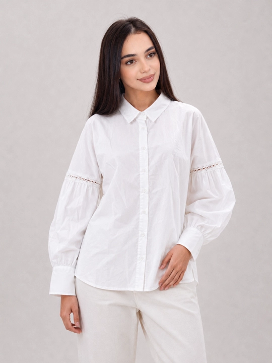 Женская рубашка, кофта, блузка, поло, школьная, офисная, белая, S-XL - 
