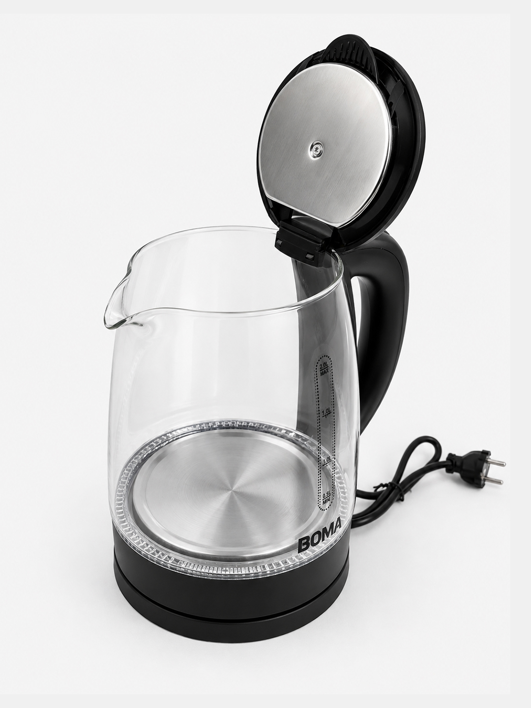 Elektr choynaglar BOMA 1500Vt, shisha, po'lat va sensorli displey 2-2,5 litr, LED va 360°