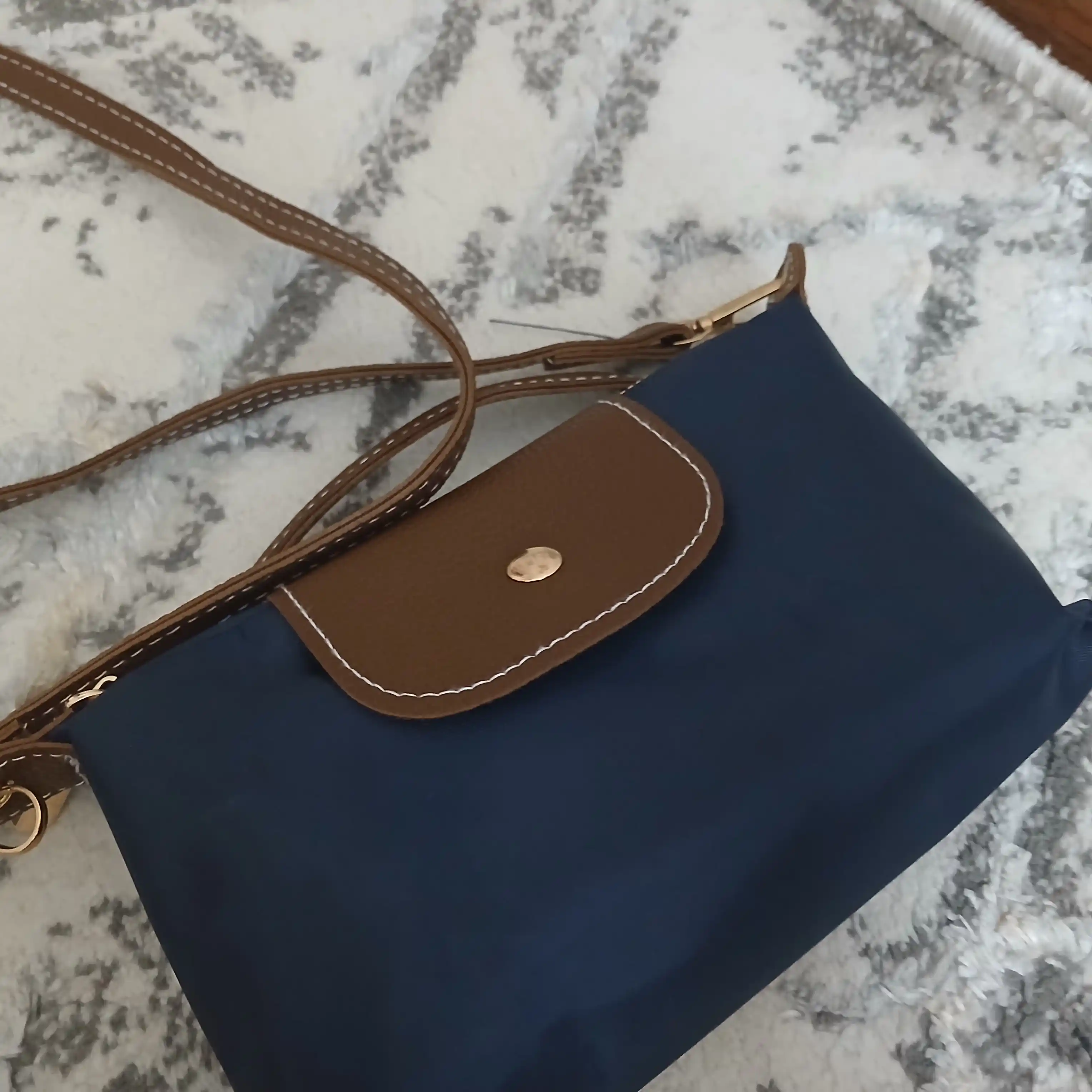 Mini Longchamp uslubidagi ayollar sumkasi, ixcham krossbodi va kosmetika sumkachasi