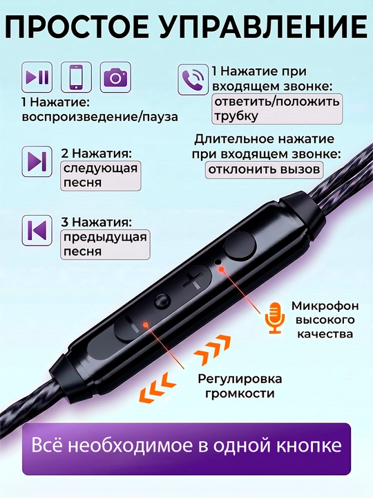 Наушники проводные RELOАDY, модель S20, jack 3.5 mm