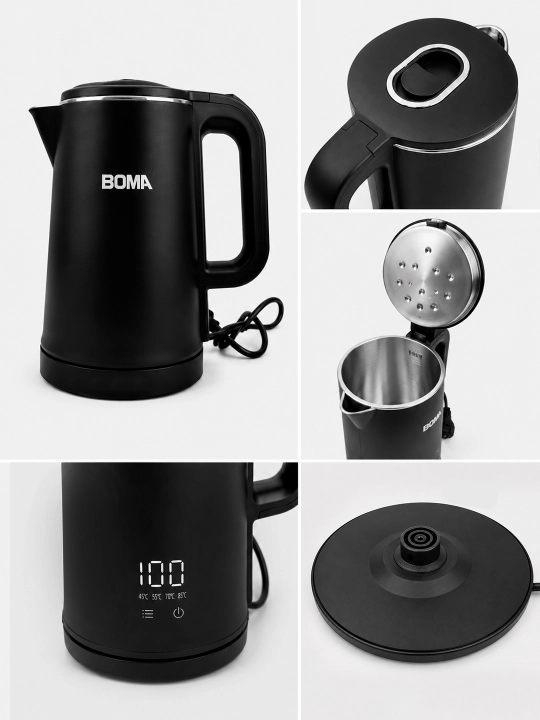 Elektr choynaglar BOMA 1500Vt, shisha, po'lat va sensorli displey 2-2,5 litr, LED va 360°