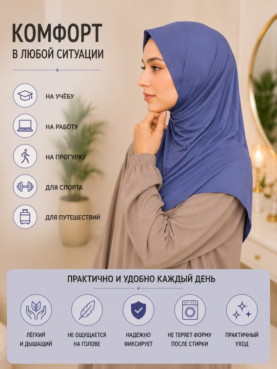 Ayollar uchun qulay hijob ro‘mol, kundalik kiyish uchun bosh o‘rami