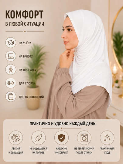 Ayollar uchun qulay hijob ro‘mol, kundalik kiyish uchun bosh o‘rami