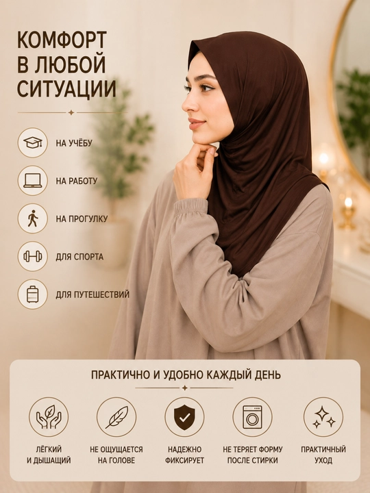 Ayollar uchun qulay hijob ro‘mol, kundalik kiyish uchun bosh o‘rami