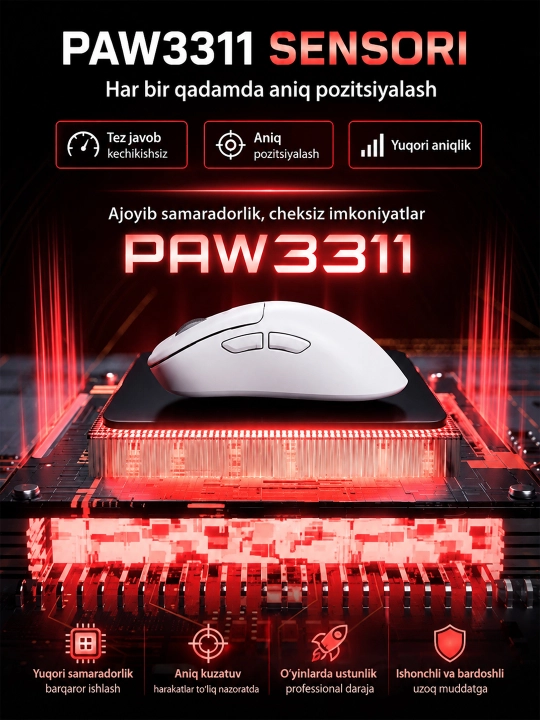 Simsiz o‘yin sichqonchasi LB-M5, 12000 DPI, PAW3311