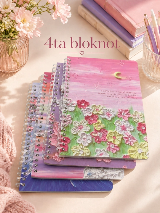 Bloknot A5, A7, daftar 4xil chiroyli dizayn, kundalik konspekt, o‘qish, maktab va ofis uchun - 